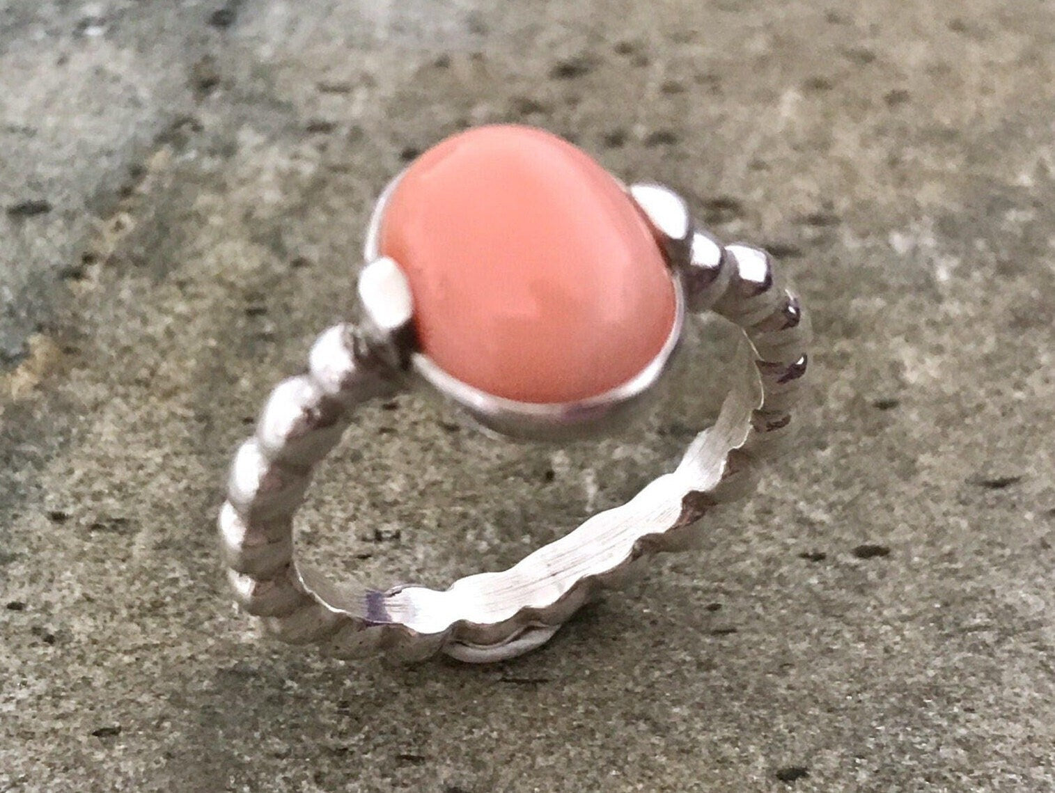 Coral Ring, Natural Coral, March Birthstone, Angel Skin Coral, Pink Coral, Vintage Rings, Vintage Coral Ring, Pink Ring, Solid Silver Ring