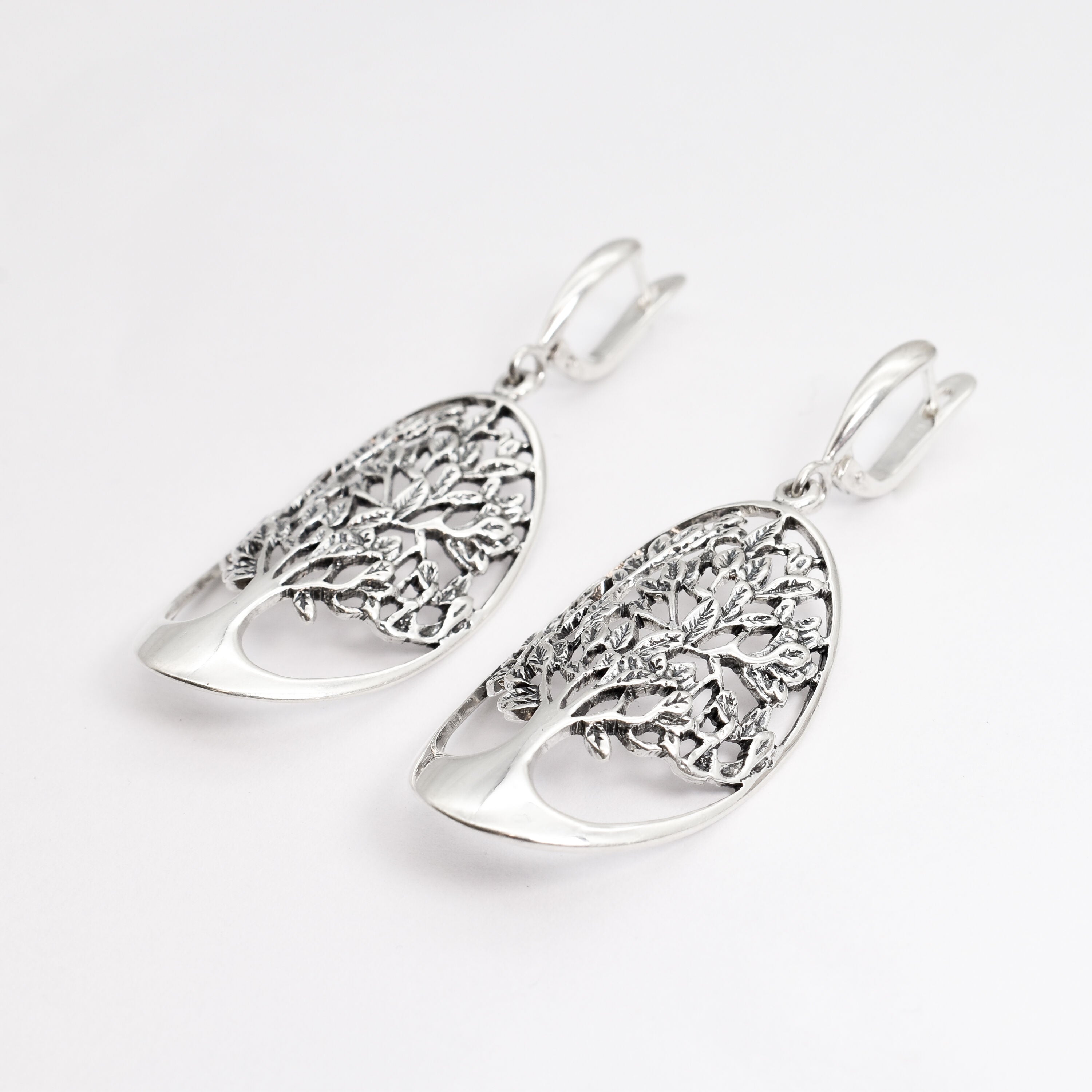 Elegant Sterling Silver Tree Earrings, beautifully crafted, ideal for special occasions or daily wear to enhance your style.