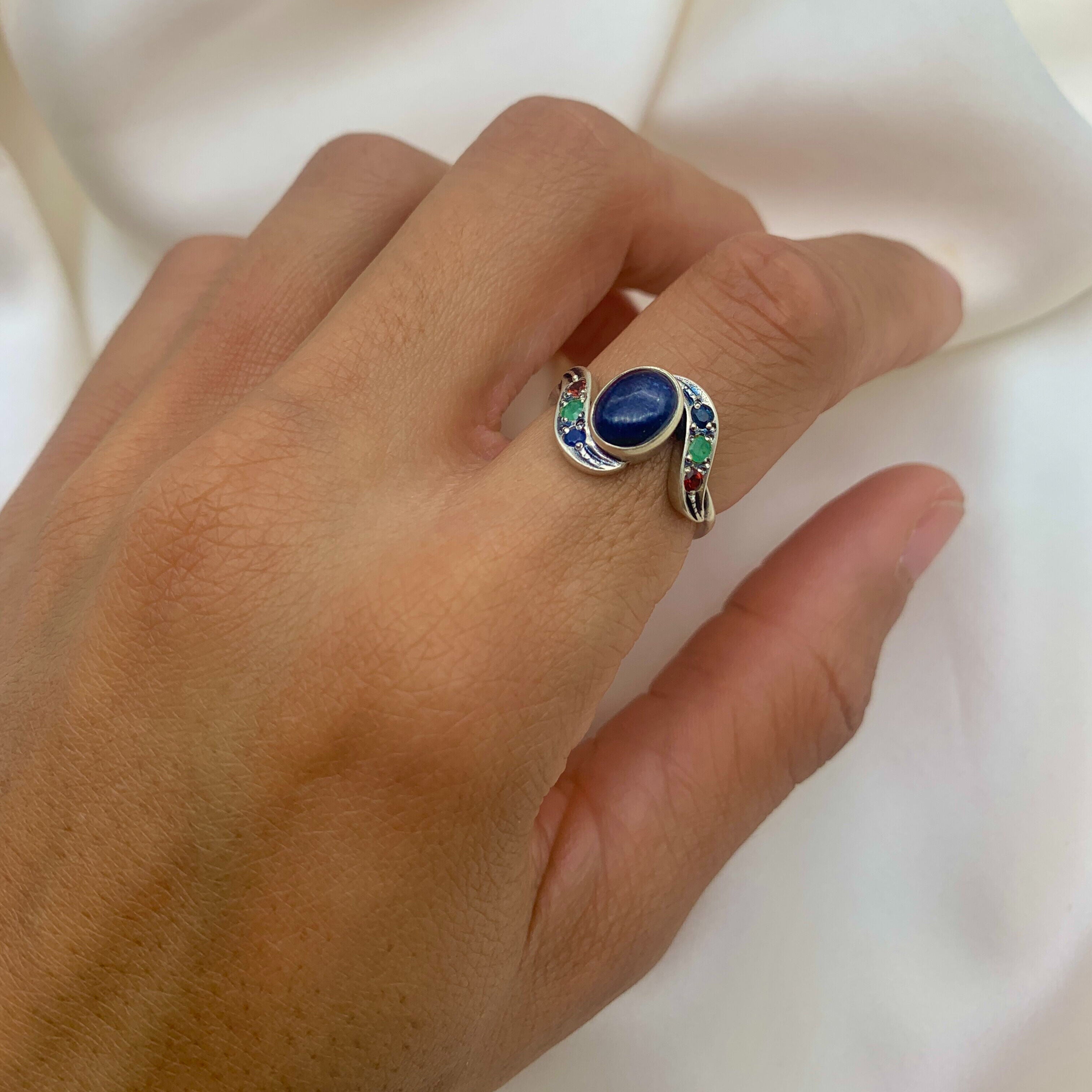 Elegant 925 Sterling Silver Natural Sapphire Ring with Oval Blue Sapphire, perfect for birthdays and everyday wear.