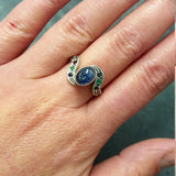 Sapphire Bezel Ring - Multistone Ring - Blue Vintage Ring