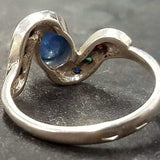 Sapphire Bezel Ring - Multistone Ring - Blue Vintage Ring