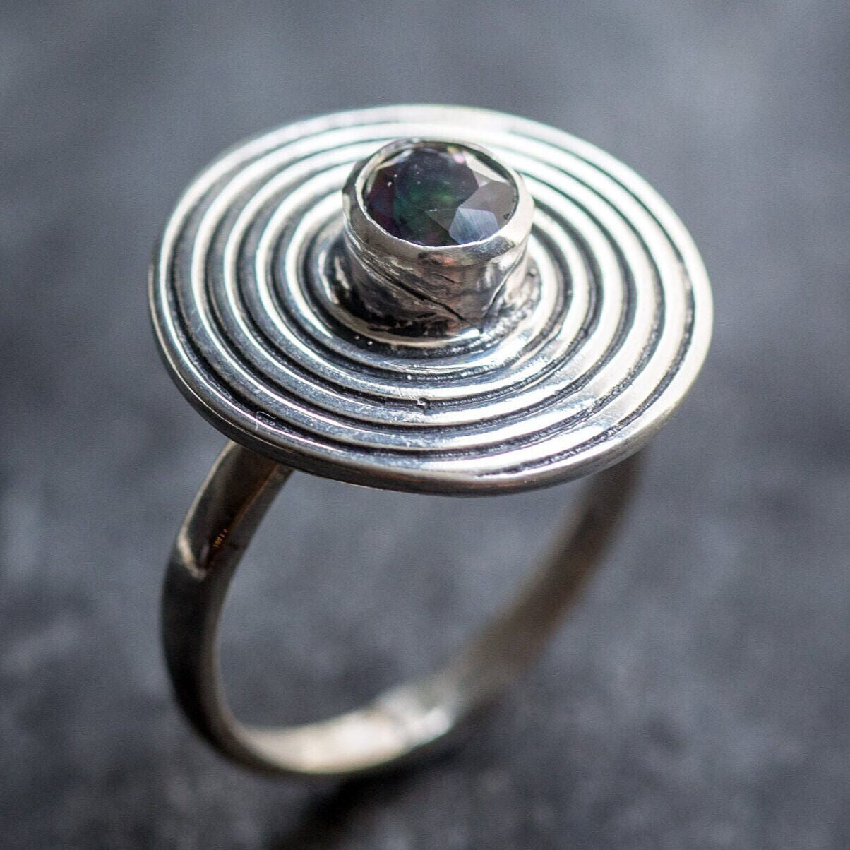 Mystic Topaz Ring, Natural Mystic Topaz, December Birthstone, Rainbow Diamond, Promise Ring, December Ring, Vintage Rings, Solid Silver Ring