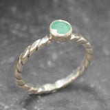 Genuine Emerald Ring - Green Round Ring - May Birthstone Ring