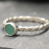 Genuine Emerald Ring - Green Round Ring - May Birthstone Ring