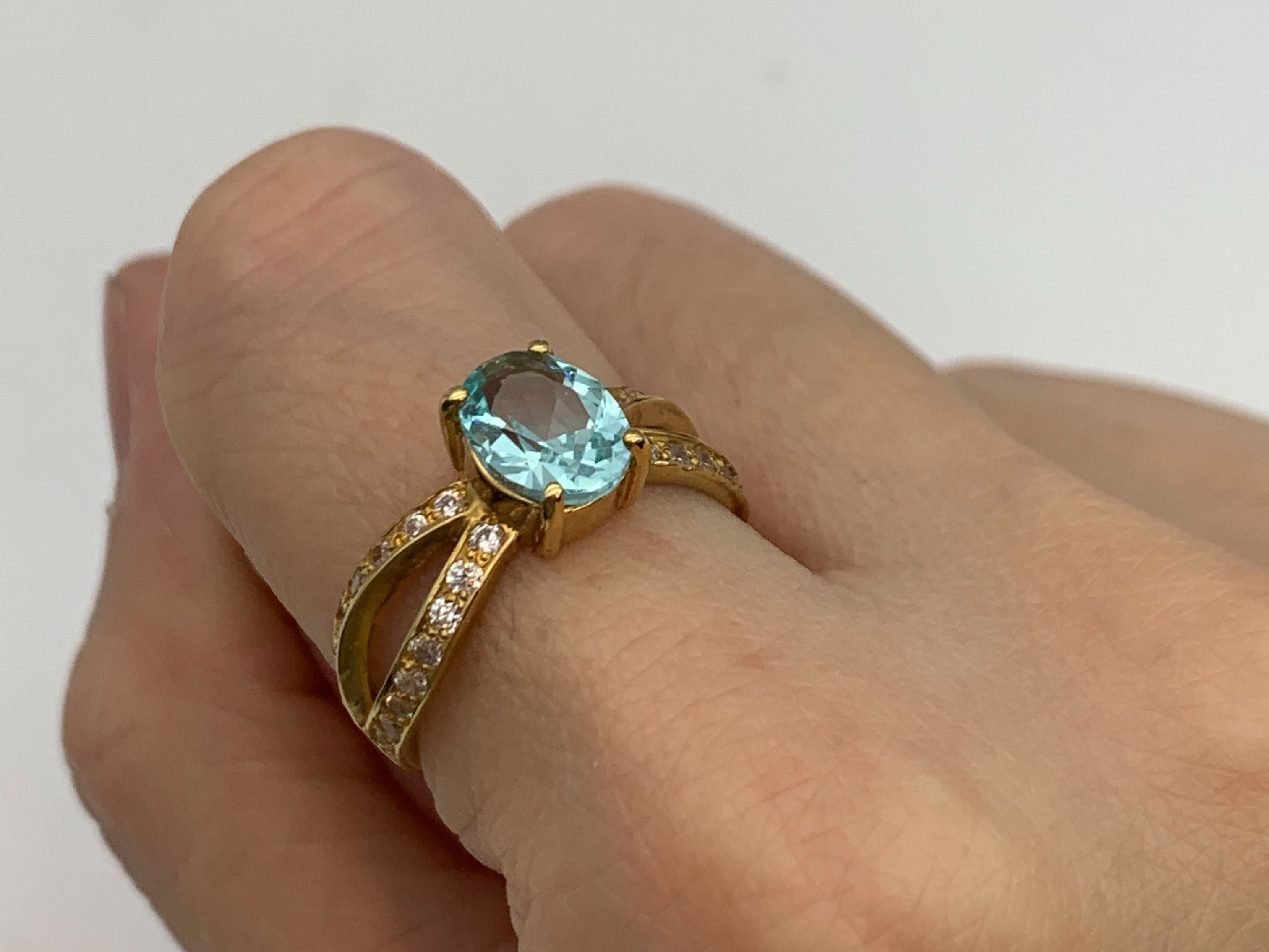 Aquamarine Ring, Created Aquamarine, Blue Promise Ring, Vintage Rings, Blue Aqua Ring, Blue Diamond Ring, Blue Aquamarine Ring, Aquamarine(1)