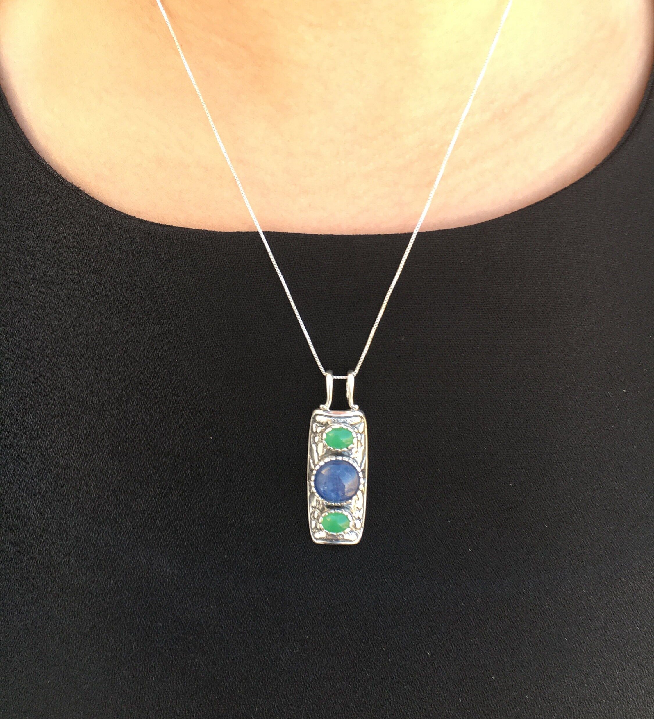 Sodalite Pendant, Blue Topaz Pendant, Large Boho Pendant, Topaz Pendant, Natural Blue Topaz, Unique Pendant, Blue Pendant, Silver Pendant