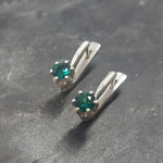 Created Emerald Earrings made in 925 Sterling Silver with Round Created Green Emerald in Solitaire setting, May Birthstone gift idea, symbolizes, ideal for everyday wear and perfect for birthday gifting and special occasions.