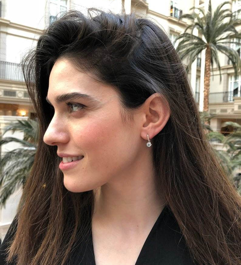 Created Emerald Earrings in 18k Gold Vermeil, perfect May birthstone gift for special occasions and everyday wear.