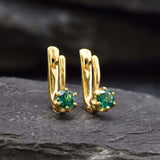 Gold Emerald Earrings - Green Dainty Earrings, Small Drop Earrings