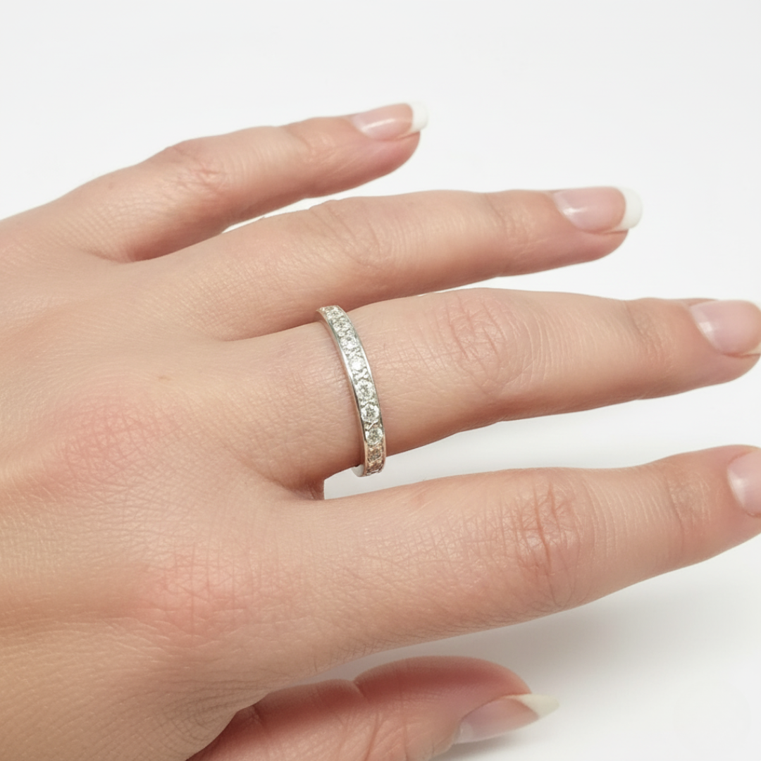 Created CZ Ring in 925 Sterling Silver, Channel-Set design, perfect for April birthdays and everyday elegance.