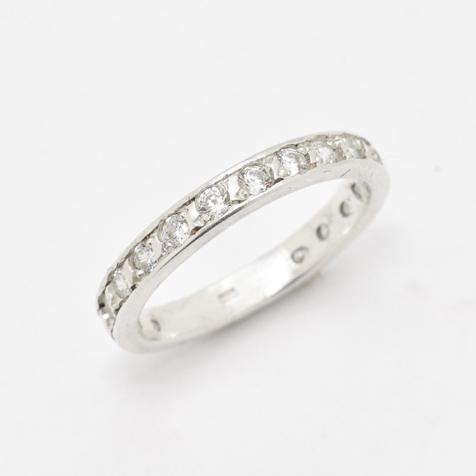 Created CZ Ring made in 925 Sterling Silver with Created White CZ in Channel-Set setting, April Birthstone gift idea, symbolizes, ideal for everyday wear and perfect for birthday gifting and special occasions.