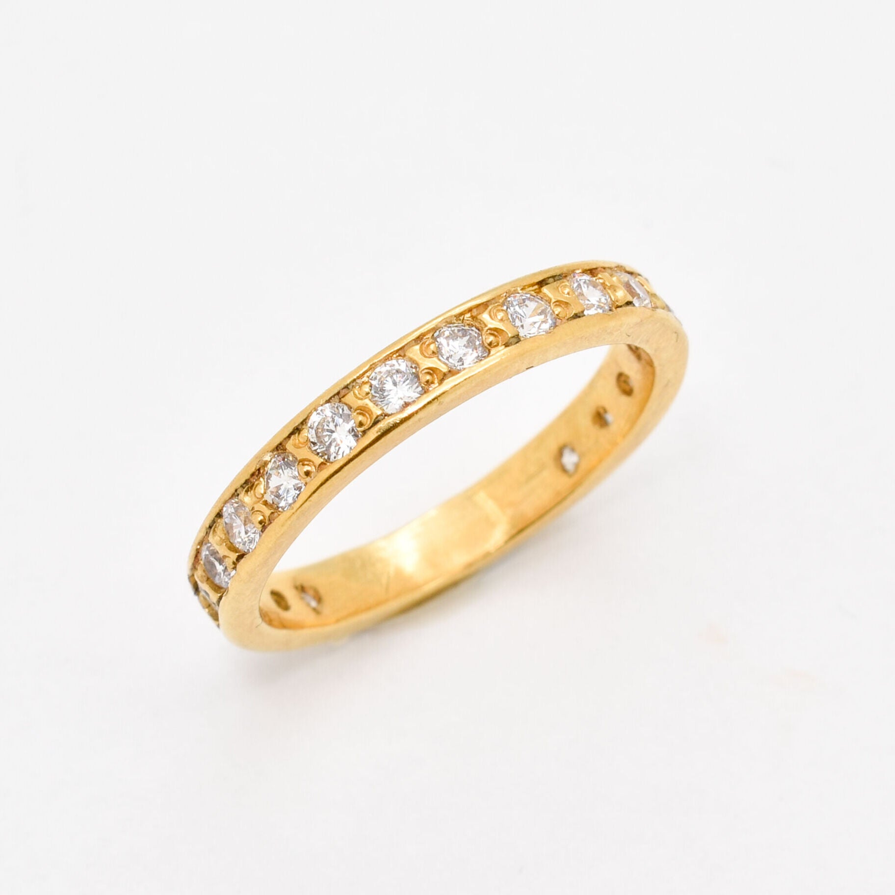 Created CZ Ring made in 18k Gold Vermeil with Created White CZ in Channel-Set setting, April Birthstone gift idea, symbolizes, ideal for everyday wear and perfect for birthday gifting and special occasions.