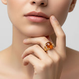Gold Amber Ring – Natural Amber with 18k Gold Vermeil – Engagement Ring