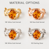 Gold Amber Ring - Natural Amber Ring - Amber Promise Ring