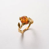 Gold Amber Ring - Natural Amber Ring - Amber Promise Ring