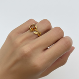 Gold Amber Ring - Natural Amber Ring - Amber Promise Ring