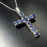 Dazzling blue sapphire pendant in 925 sterling silver, ideal for September birthdays and a symbol of truth and sincerity.