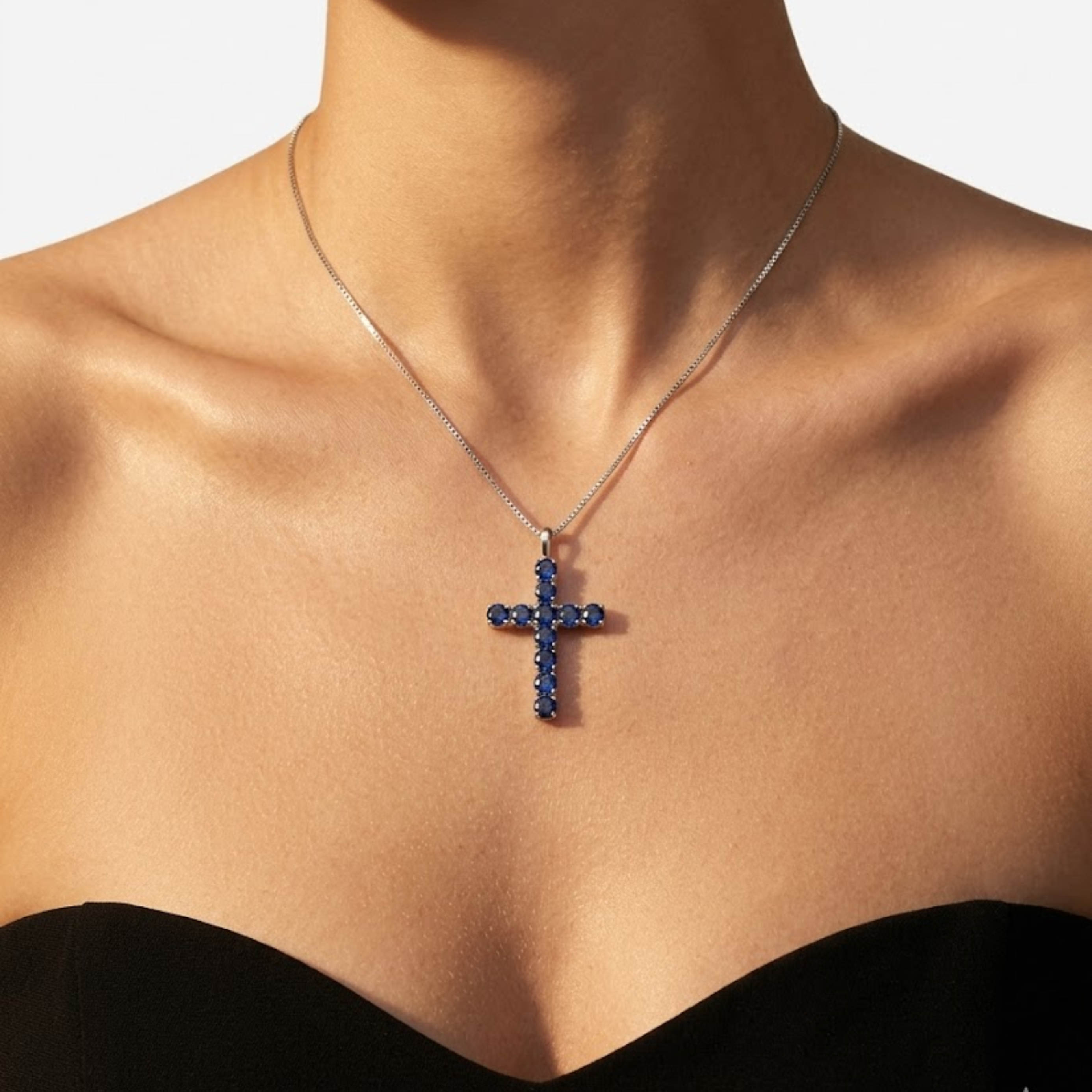 Elegant 925 Sterling Silver Necklace featuring Round Natural Blue Sapphire, perfect for September birthdays and special occasions.