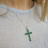 Sapphire Cross Pendant - Blue Cross Necklace - Statement Sapphire Necklace