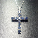 Sapphire Cross Pendant - Blue Cross Necklace - Statement Sapphire Necklace