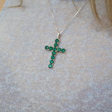 Sapphire Cross Pendant - Blue Cross Necklace - Statement Sapphire Necklace