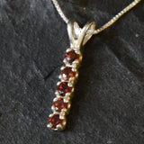 Genuine Garnet Pendant - Red Bar Necklace - Vintage Drop Necklace