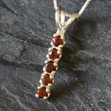 Genuine Garnet Pendant - Red Bar Necklace - Vintage Drop Necklace