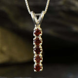 Genuine Garnet Pendant - Red Bar Necklace - Vintage Drop Necklace