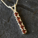 Vertical Garnet Pendant - Natural Garnet Necklace, January Birthstone Necklace