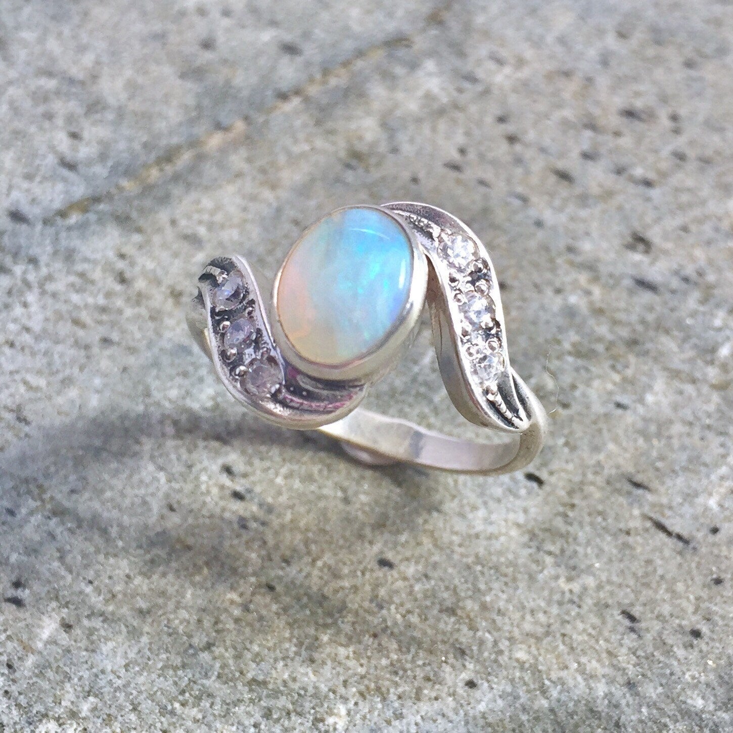 Opal Ring, Natural Opal Ring, Australian Opal, Natural Opal, Vintage Opal, Vintage Rings, Antique Opal, Solid Silver Ring, Antique Rings (293979159)