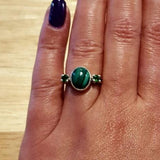 Malachite Ring - Green Promise Ring - Vintage Oval Ring