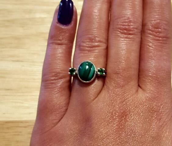 Malachite Ring, Natural Malachite Ring, Vintage Rings, Chrome Diopside, Unique Ring, Solid Silver, Green Ring, Antique Ring, Green Malachite