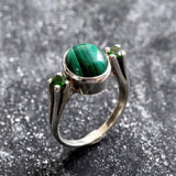 Malachite Ring - Green Promise Ring - Vintage Oval Ring