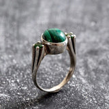 Malachite Ring - Green Promise Ring - Vintage Oval Ring