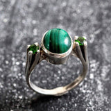 Malachite Ring - Green Promise Ring - Vintage Oval Ring