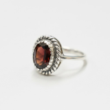 Natural Red Garnet Ring - Garnet Vintage Ring - Red Oval Statement Ring