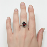 Natural Red Garnet Ring - Garnet Vintage Ring - Red Oval Statement Ring
