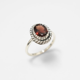 Natural Red Garnet Ring - Garnet Vintage Ring - Red Oval Statement Ring