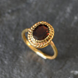 Vintage Garnet Ring - Gold Garnet Ring - Red Solitaire Ring