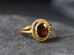 Red Vintage Style Ring, Valentines Gift, Natural Red Garnet, 3 Carat Solitaire, Red Oval Ring, Gift for Her, Sterling Silver, Gift for Wife(1)