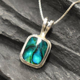 Square Abalone Pendant - Blue Shell Necklace - Mother of Pearl Necklace