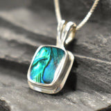 Square Abalone Pendant - Blue Shell Necklace - Mother of Pearl Necklace