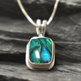 Square Abalone Pendant - Blue Shell Necklace - Mother of Pearl Necklace