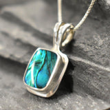 Square Abalone Pendant - Blue Shell Necklace - Mother of Pearl Necklace