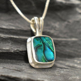 Square Abalone Pendant - Blue Shell Necklace - Mother of Pearl Necklace