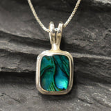 Square Abalone Pendant - Blue Shell Necklace - Mother of Pearl Necklace