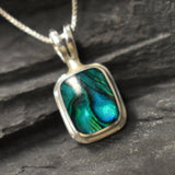 Square Abalone Pendant - Blue Shell Necklace - Mother of Pearl Necklace