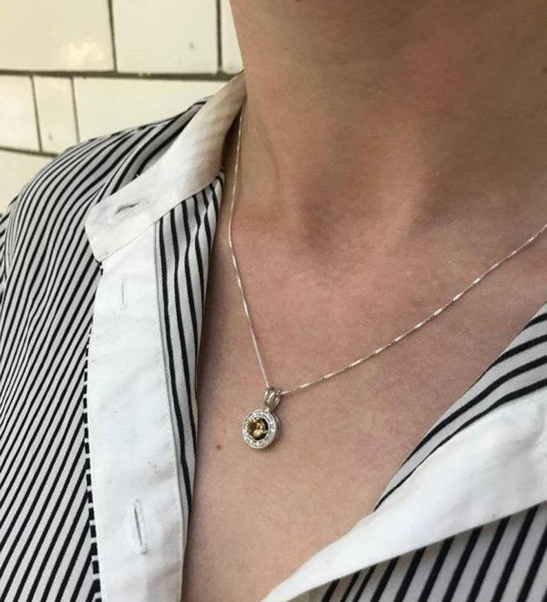 Created Sapphire Pendant in 925 Sterling Silver with Round Blue Sapphire, perfect for birthdays and special occasions.