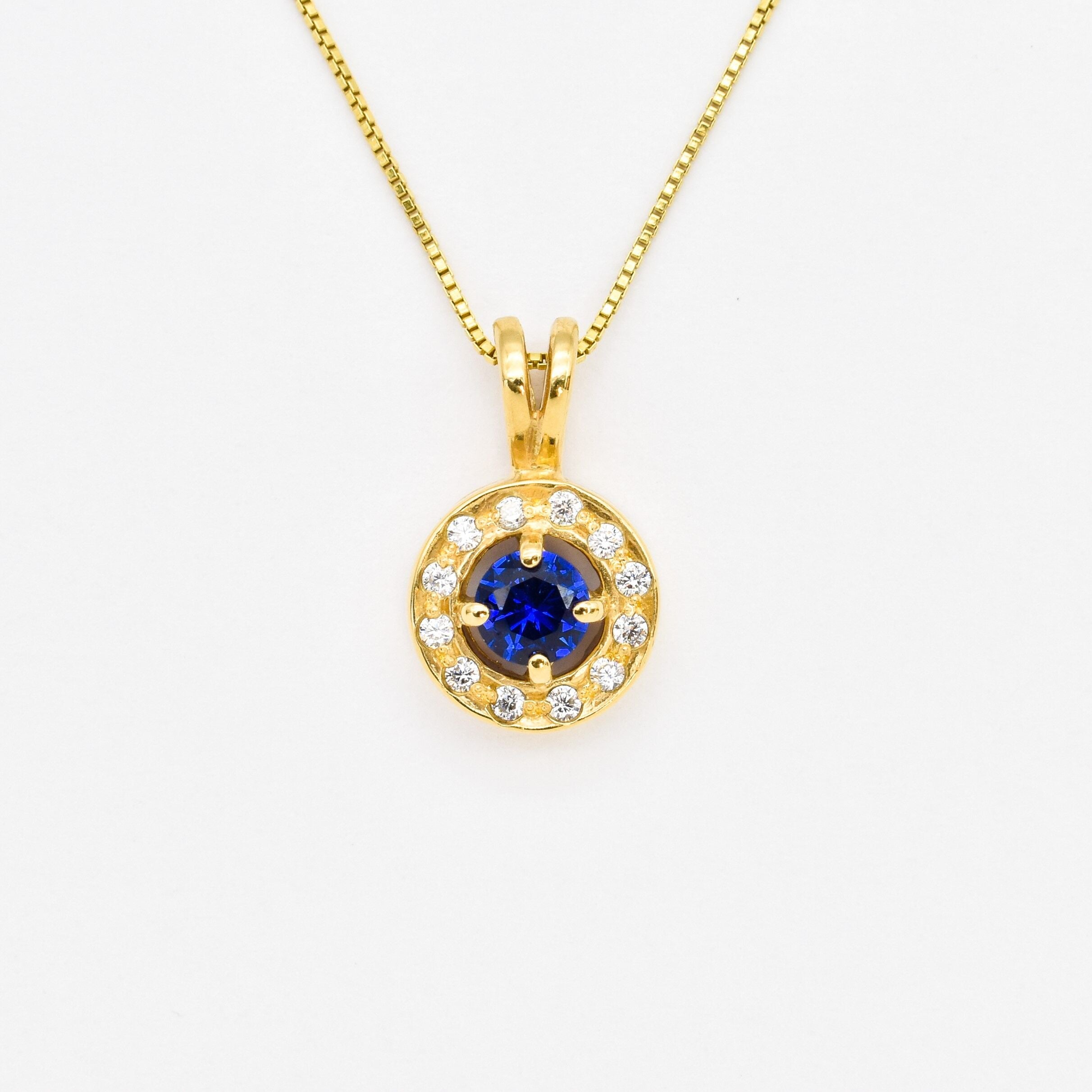 Sapphire Pendant, Blue Pendant, Created Sapphire, Cluster Pendant, Royal Blue Pendant, Dainty Pendant, Small Blue Pendant, Silver Pendant(1)