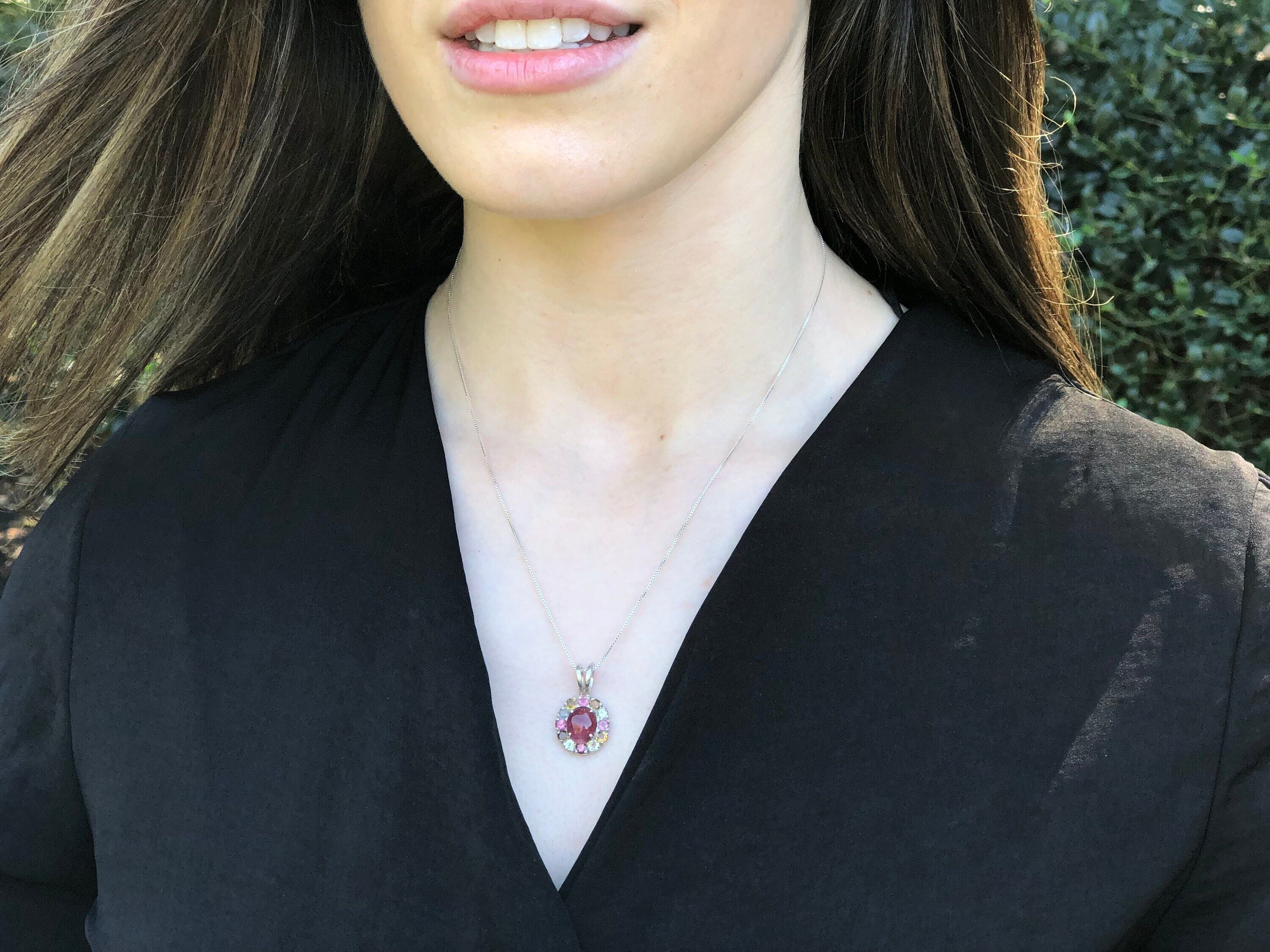 Tourmaline Pendant, Natural Tourmaline, October Birthstone, Victorian Pendant, Vintage Pendant, Birthstone Pendant, Silver Charm, Tourmaline